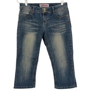 First Kiss Women's Denim Cropped‎ Jeans Size 9 Embroidered Stretch Blue